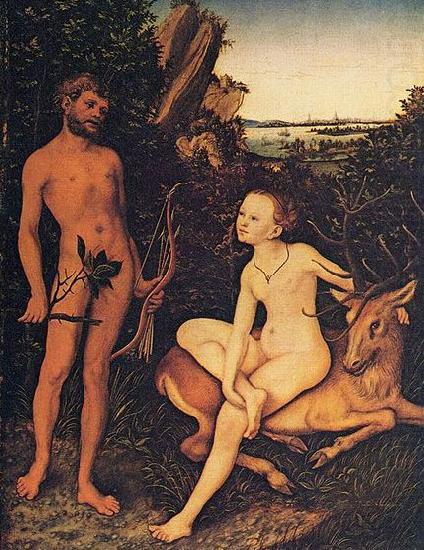Apollo and Diana in forest landscape, Lucas Cranach